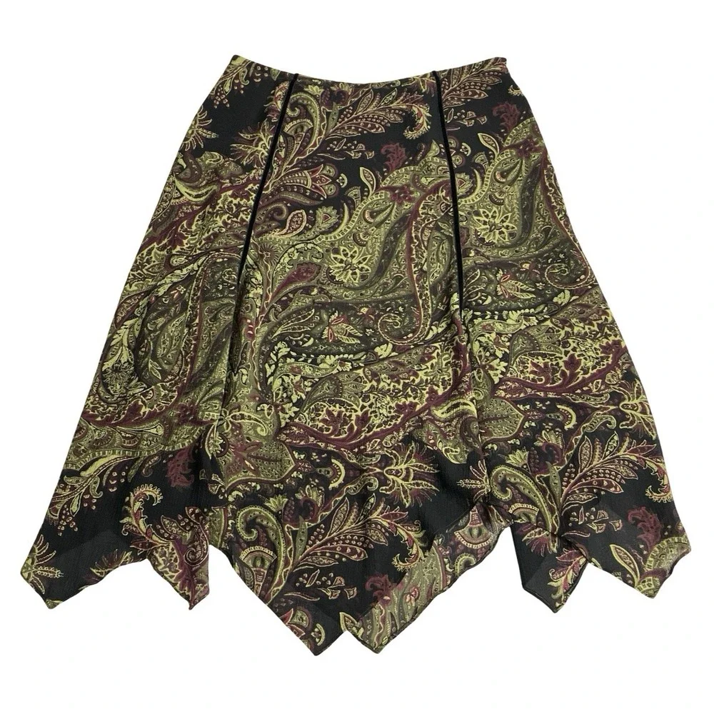 Y2K Studio Liz Claiborne Midi Skirt Petite 10 Paisley Asymmetric Fairy Grunge
